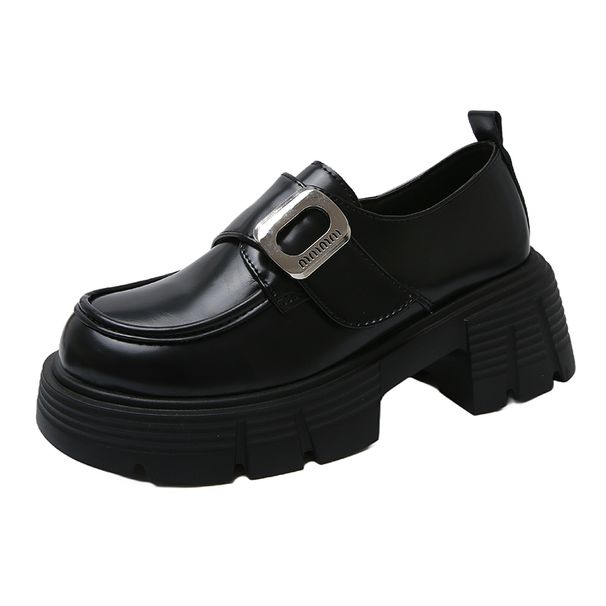 Simulated Cowhide Loafers For Women, Suitable For Business And Casual Wear, One-piece Slip-on Leather Shoes With Soft Sole, Casual Shoes_vogvips.com