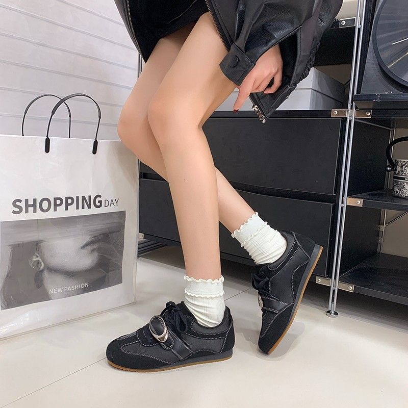 Retro Metal Buckle Dechen Women's Spring-autumn New Style Casual Outerwear Wearable Casual Lace-up Single Shoes For Women_vogvips.com