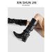 Women's Shoes Pointed Rivet Knight Boots Women New Black Retro Belt Buckle Not Over The Knee Boots Slim Thick Heel Boots_vogvips.com