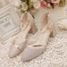 2024 Spring New Women's One-Strap Buckle Closed-Toe Sandals, Korean Style Chunky Heel High Heels, Pointed Toe Hollow_vogvips.com