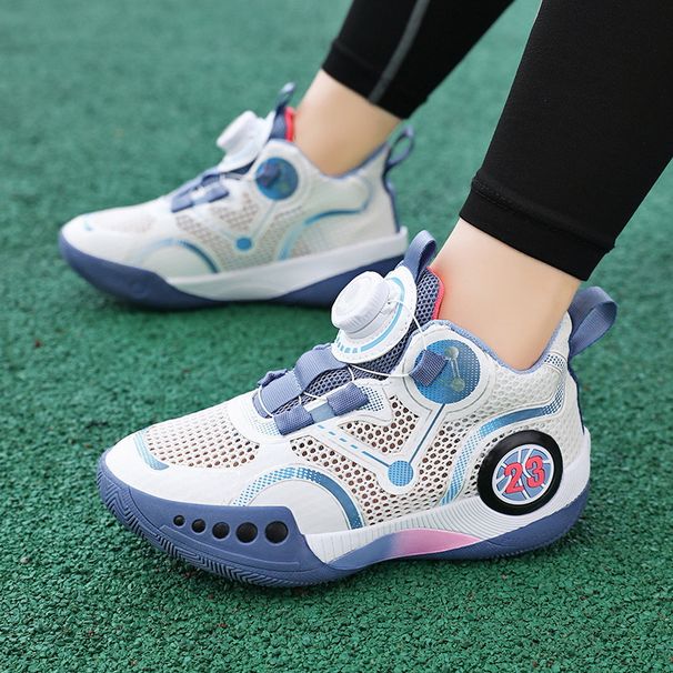 Boys' Sneakers Sports Rotating Buckle Youth Breathable Mesh Shock Absorption Children's Basketball Shoes Students_vogvips.com