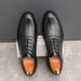 New Black And White Color-block Carved Brick Men's Shoes For Men's Business Leather British Derby Shoes Pointed Toe Banquet Wedding Leather Shoes_vogvips.com