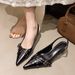 GuoLi 2025 Summer New European And American Style Square Buckle Strap Patent Leather Pointed Toe Open Back Thin High_vogvips.com