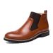 Men's Brogue Ankle Boots - Lightweight PU Leather Casual Shoes With Elastic Comfort & Subtle Lift - Classic British Style For Winter (Brown/Black/Red)_vogvips.com