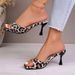 Summer New European And American Sexy Leopard Print Square Toe Stiletto Heel Mules Women's Casual Plus Size Party Shoes_vogvips.com