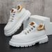 2024 Spring New Shoes Men's Trendy Shoes Interior Height Increase Casual Leather Shoes Thick Bottom Low Top Martin Boots_vogvips.com