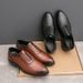 New Black And White Color-block Carved Brick Men's Shoes For Men's Business Leather British Derby Shoes Pointed Toe Banquet Wedding Leather Shoes_vogvips.com