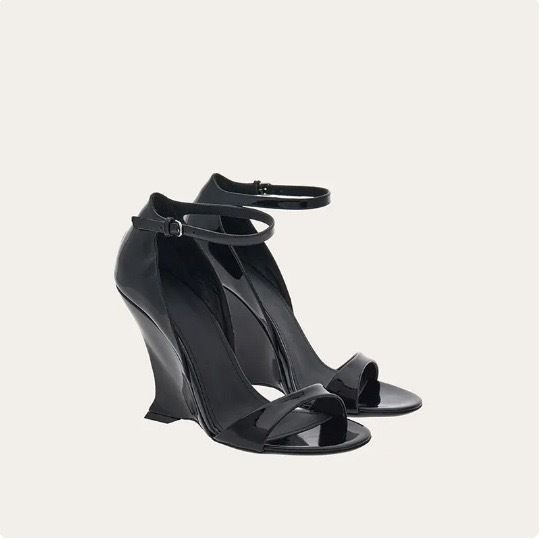 Women's Elegant Round-Toe Peep-Toe Wedge Sandals With Patent Leather Straps - Light Luxury Summer High Heels For Casual & Party Wear_vogvips.com