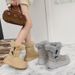 Cow Horn Buckle Snow Boots For Women 2025 New Autumn Furry Hot Item Northeast Plus Plush Thick Warm Cotton Shoes Short Boots_vogvips.com