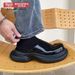 Simple Shiny Big Head Leather Slippers Men With Thick Sol Anti Slip For Summer Wear Height Increasing 5CM M Muller_vogvips.com