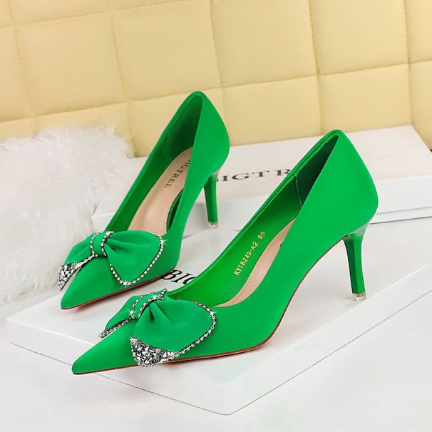 High heels, stilettos, party shoes, pointe rhinestones with bows_vogvips.com
