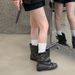 Dark Girl~Vintage Distressed Western Boots, New Autumn/Winter Short For Women, Wide Shaft Pleated Stack Boots_vogvips.com