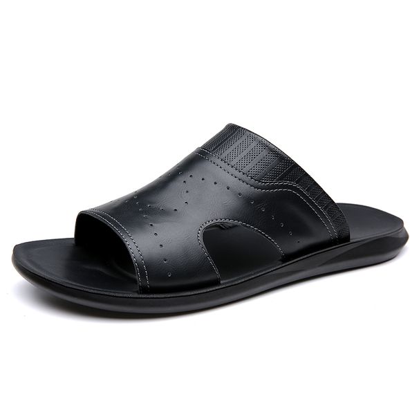 Summer Casual Leather Outdoor Flat Designer Fashion Soft Bottom Lightweight Sandals For Men Comfy Beach Shoes_vogvips.com