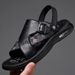First Layer Cowhide Beach Shoes Soft Sole Latex Cushion Men's Summer New Two-Way Slippers Outdoor Sandals_vogvips.com
