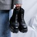 Thick-soled Heightening Retro Tooling Martin Boots Round Head Medium Heel Short Boots_vogvips.com