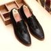 Euro Step Beijiang Wolf Korean Version Hairstylist Men's Youth Slip-On British Brogue Tassel Pointed Leather Shoes For Men_vogvips.com