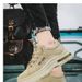 Men's Casual Work Shoes With Thick Non-Slip Rubber Sole, Breathable Synthetic Leather Sneakers For Daily Wear, Round Toe Low-Top Lace-Up Shoes_vogvips.com