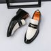 New Fashion Men's British Black Business Casual Loafer Shoes Daily Driving Office Leather Shoes One Foot Pedal Lazy Brown Banquet Dress Wedding Men's_vogvips.com