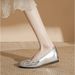 NEW French-style High-heel Ballet Flat-toe Open-toe Shoes, Flat-bottomed, Evening Shoes, Women's Silver-colored Leather Shoes_vogvips.com