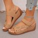 Women's Floral Wedge Sandals, Hook & Loop Strap, Rhinestone Flower, Comfortable Summer Shoes_vogvips.com