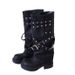 Women's Shoes Black Maillard Trouser Boots New Retro Round Head Niche Design Long Boots Rivet Knight Boots_vogvips.com