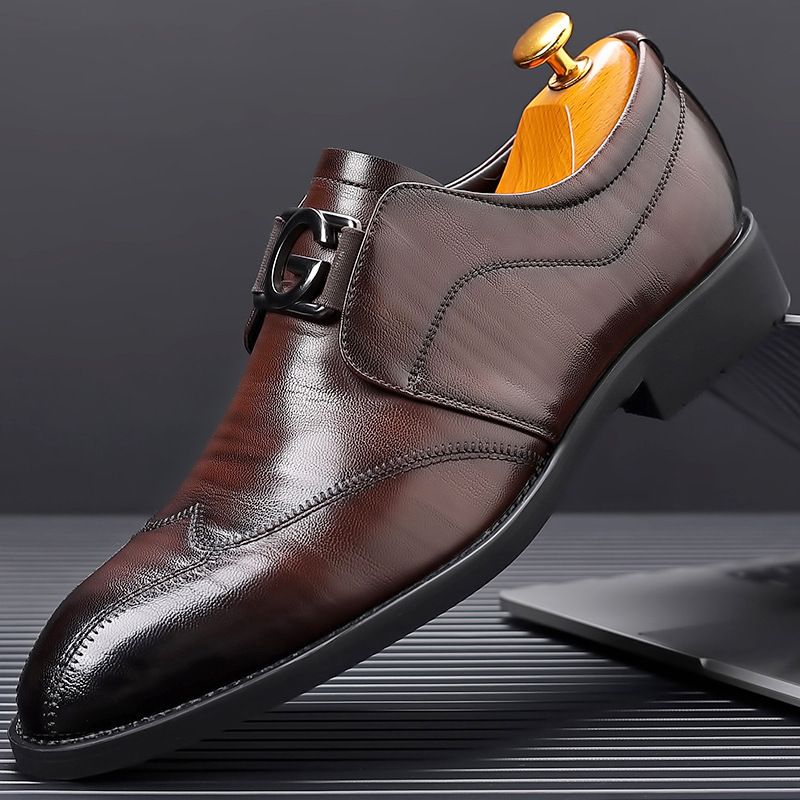 Breathable Pointed In Spring And Summer, Suit, Wedding Business Dress, Leather British Casual Shoes, Men's Shoes_vogvips.com