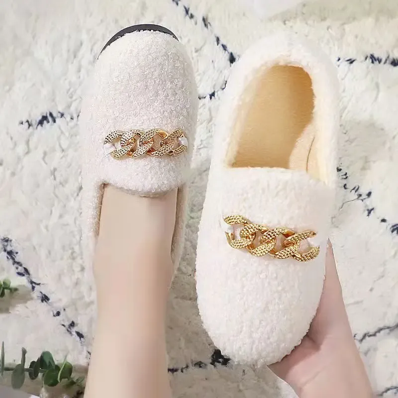 Womens Winter Slippers Warm Short Plush House Shoes Laides Slip On Moccassins Fashion Lady Flats Loafers Non Slip_vogvips.com