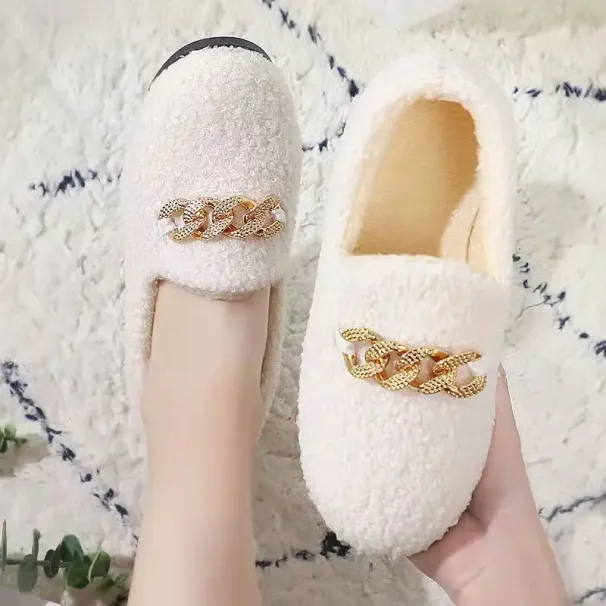 Womens Winter Slippers Warm Short Plush House Shoes Laides Slip On Moccassins Fashion Lady Flats Loafers Non Slip_vogvips.com