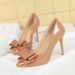 Bow High Heels Women's Thin Heels Patent Leather Shallow Mouth Women's Shoes Pointed Single Shoes Women's Shoes_vogvips.com