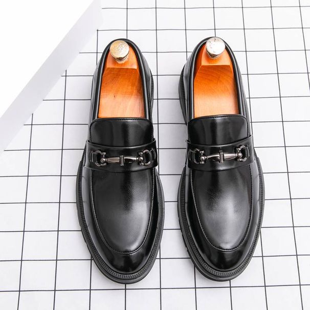 New Fashion Men's British Black Business Casual Loafer Shoes Daily Driving Office Leather Shoes One Foot Pedal Lazy Brown Banquet Dress Wedding Men's_vogvips.com