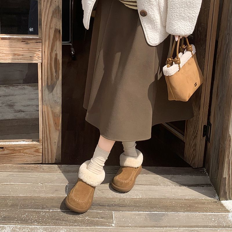 Cedar Woven Handmade Boken Snow Boots, Women's Velvet Warm Fur Short Boots_vogvips.com