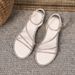 Rhinestone Flat Sandals For Women 2022 Summer Fairy Style One-Strap 42 Large Size Roman Shoes Beach Outdoor Versatile_vogvips.com