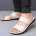 2026 NewMen's Casual Leather Slide Sandals Flat Designer Open Toe Non-Slip Slippers Black Brown Outdoor Summer Beach_vogvips.com