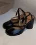 Women Patent Leather Tabi Split Toe Heeled Sandals Ankle Strap Buckle Chunky Block Mid Heel Backless Vintage Mary Jane_vogvips.com