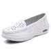 In-stock Women's Nurse Shoes With Soft Soles, Breathable, Hollowed-out Design, Air Cushion, White Hospital Work Shoes,_vogvips.com