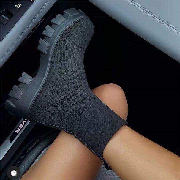 Couple's Socks Shoes Women's 2021 Autumn And Winter New Thick-soled Casual Large Size Internet-famous Knitted Short Boots Women's Cross-border Large S_vogvips.com