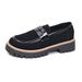 Women's Slip-On Casual Shoes - Thick Sole Comfortable Loafers For Plus Size, Round Toe Breathable Canvas Sneakers (Black/Dark Brown)_vogvips.com