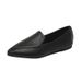 Women’s Shoes Versatile Soft Leather Shoes Simple Splicing Comfortable Pointed Toe Flat Bottom Lazy One-legged Loafers_vogvips.com