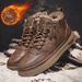 Men's Winter Snow Boots With Fleece Lining, Waterproof & Slip-Resistant Rubber Sole, Round Toe Casual Boots For Cold Weather Cotton Boots_vogvips.com