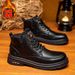 European Warm Series Martin Winter Genuine British Style High-top Leather Thick-soled Fleece-lined Short Mid-top Work Boots Men's Shoes_vogvips.com