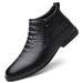 Men's Shoes Casual Leather Shoes Men's Soft-soled Lazy Shoes Warm Fleece Short Boots Medium Help Tooling Shoes Martin Boots_vogvips.com