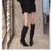 Wide Large Black Slouch For Women 2025 Spring And Autumn New Pointed Toe Long Thin Heel High Tube Boots_vogvips.com