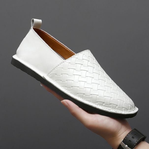 Autumn 2024 Genuine Leather Soft Sole Casual Sneakers Trendy Fashion White Slip-On Lightweight Men's Shoes_vogvips.com