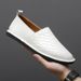Autumn 2024 Genuine Leather Soft Sole Casual Sneakers Trendy Fashion White Slip-On Lightweight Men's Shoes_vogvips.com
