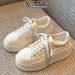 Sheepskin Thick-Soled Height-Increasing Sneakers For Women, Versatile White Shoes, New Spring 2026 Casual Sports Shoes_vogvips.com