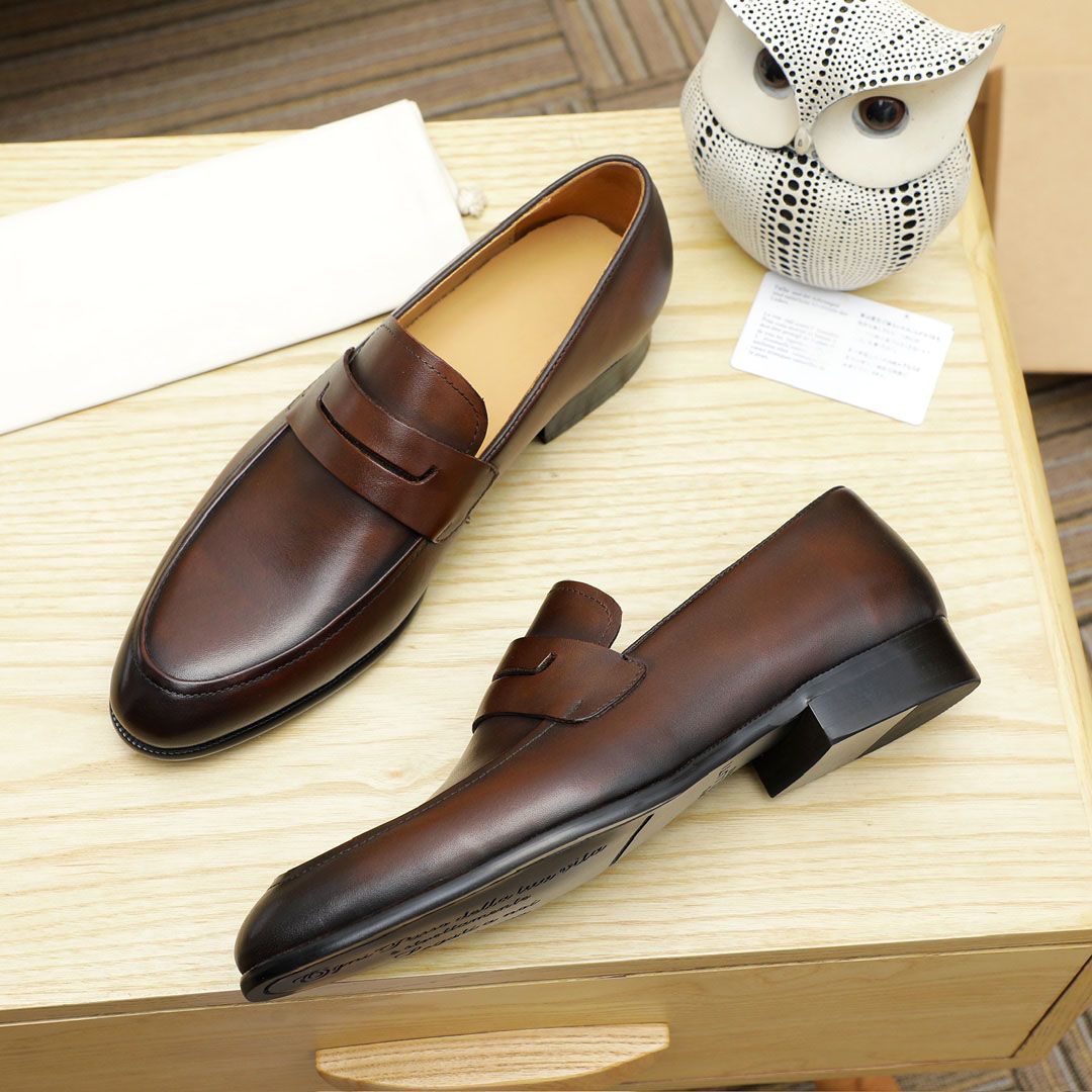 Genuine Leather Casual Business Formal Hairstylist Men's Slip-On Wedding Shoes Luxury British Style_vogvips.com