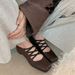 Retro Cross-strap Square-toed Ballet For Women, Pleated Low-cut Height-increasing Pig-nose Versatile Mary Jane Shoes_vogvips.com
