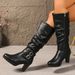 Women's High Heel Pointed Toe Over The Knee Boots Side Zipper Chunky Heel Fashionable Light Luxury Winter Boots Chunky Heel_vogvips.com