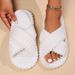 Open Toe Women's Autumn And Winter Indoor And Outdoor Thick Soled Warm Plush Maternity Slippers, One Strap Cotton Slippers, Women's Foam Comfortable_vogvips.com