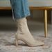Giant, And Slim Gentle Apricot Temperament, Pointed Head, Thin High Heel Socks, Ankle Elastic Short Boots, Female_vogvips.com